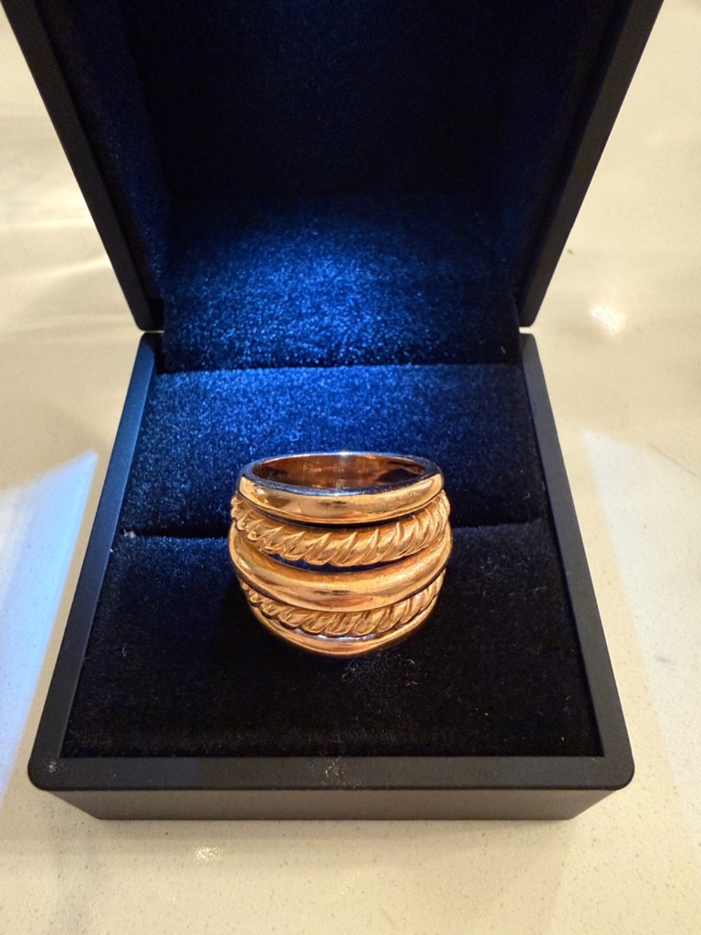 Bronze Milor Italy Stacked Rope-Detail Rose Gold Tone Dome Ring